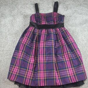 Girls size 12 Plaid Dress with Black Straps Justice Formal Dress